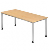 Schreibtisch, manuell höhenverstellbar, 68,5-81cm (H), 180x80cm (BxT), rechteckig, ahorn / silber