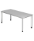 Schreibtisch, manuell höhenverstellbar, 68,5-81cm (H), 180x80cm (BxT), rechteckig, lichtgrau / silber