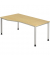Schreibtisch, manuell höhenverstellbar, 68-81cm (H), 180x100cm (BxT), Freiform, ahorn / silber