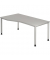 Schreibtisch, manuell höhenverstellbar, 68-81cm (H), 180x100cm (BxT), Freiform, grau / silber