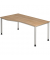 Schreibtisch, manuell höhenverstellbar, 68-81cm (H), 180x100cm (BxT), Freiform, nussbaum / silber