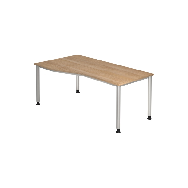 4032062139455 - Schreibtisch VHS18 N S manuell höhenverstellbar 68-81cm (H) 180x100cm (BxT) Freiform nussbaum   silber 4032062139455 Hammer