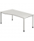 Schreibtisch, manuell höhenverstellbar, 68-81cm (H), 180x100cm (BxT), Freiform, weiß / silber