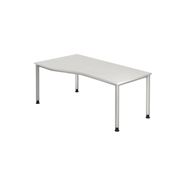 4032062139462 - Schreibtisch VHS18 W S manuell höhenverstellbar 68-81cm (H) 180x100cm (BxT) Freiform weiß   silber 4032062139462 Hammerbach
