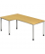 Schreibtisch, manuell höhenverstellbar, 68-76cm (H), 200x120cm (BxT), L-Form, buche / silber