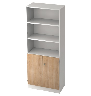 Regalschrank V6 V6770/W/N/SG, abschlie&szlig;bar, 5 OH, nussbaum/wei&szlig;, 80x200,4x42cm (BxHxT)