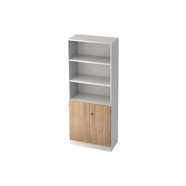4032062146378 - Regalschrank V6 V6770 W N SG abschließbar 5 OH nussbaum weiß 80x2004x42cm (BxHxT) 4032062146378 Hammerbacher