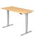 Sitz-Steh-Schreibtisch, elektrisch höhenverstellbar, 63,5-128,5cm (H), 160x80cm (BxT), rechteckig, ahorn / silber