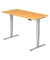 Sitz-Steh-Schreibtisch, elektrisch höhenverstellbar, 63,5-128,5cm (H), 160x80cm (BxT), rechteckig, buche / silber