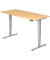 Sitz-Steh-Schreibtisch, elektrisch höhenverstellbar, 63,5-128,5cm (H), 180x80cm (BxT), rechteckig, ahorn / silber