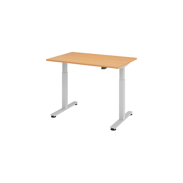 4032062151884 - Sitz-Steh-Schreibtisch VXMST12 6 S elektrisch höhenverstellbar 72-119cm (H) 120cmx80cm (BxT) rechteckig buche   Silber 40320