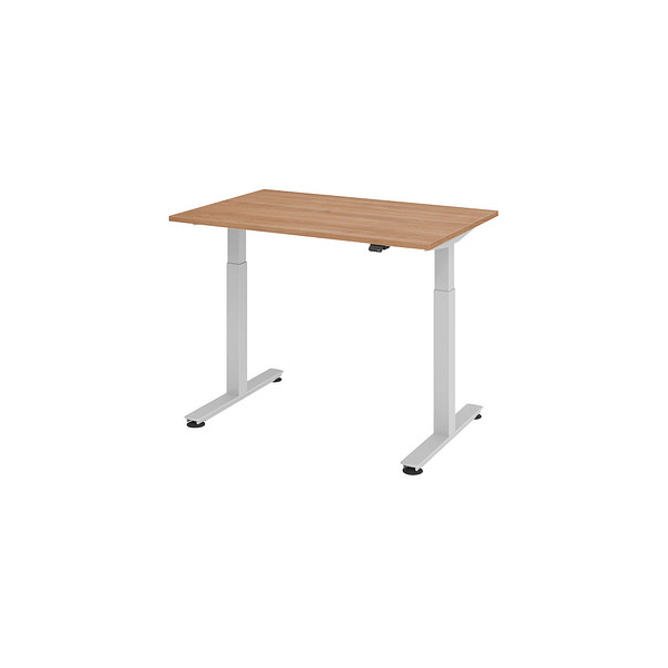 4032062151891 - Sitz-Steh-Schreibtisch VXMST12 N S elektrisch höhenverstellbar 72-119cm (H) 120cmx80cm (BxT) rechteckig nussbaum   Silber 40