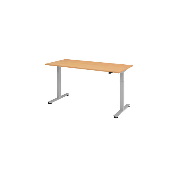 4032062153888 - Sitz-Steh-Schreibtisch VXMST19 6 S elektrisch höhenverstellbar 72-119cm (H) 180cmx80cm (BxT) rechteckig buche   Silber 40320