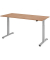 Sitz-Steh-Schreibtisch, elektrisch höhenverstellbar, 71-120cm (H), 180x80cm (BxT), rechteckig, nussbaum / silber