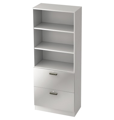 H&auml;ngeregistraturschrank V7300/W/S/SG V7, silber/wei&szlig;, 2 Schubladen