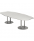 Konferenztisch K-Serie, 75,5cm (H), 280x85-130cm (BxT), 10 Personen, Tonnenform, wei&szlig; / silber