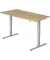 Sitz-Steh-Schreibtisch, elektrisch höhenverstellbar, 63,5-128,5cm (H), 160x80cm (BxT), rechteckig, eiche / silber