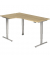 Sitz-Steh-Schreibtisch, elektrisch höhenverstellbar, 63,5-128,5cm (H), 200x120cm (BxT), L-Form, eiche / silber