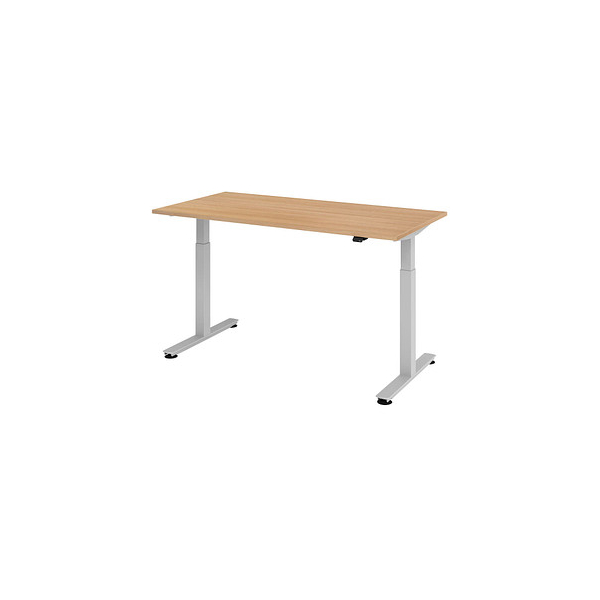 4032062163795 - Sitz-Steh-Schreibtisch VXMST16 E S elektrisch höhenverstellbar 72-119cm (H) 160cmx80cm (BxT) rechteckig eiche   Silber 40320