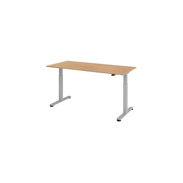 4032062163801 - Sitz-Steh-Schreibtisch VXMST19 E S elektrisch höhenverstellbar 72-119cm (H) 180cmx80cm (BxT) rechteckig eiche   Silber 40320