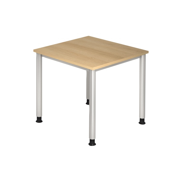 4032062164969 - Schreibtisch H-Serie manuell höhenverstellbar 68-81cm (H) 80x80cm (BxT) quadratisch eiche   silber 4032062164969 Hammerbach