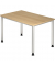 Schreibtisch, manuell höhenverstellbar, 68,5-81cm (H), 120x80cm (BxT), rechteckig, eiche / silber