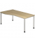 Schreibtisch, manuell höhenverstellbar, 68-81cm (H), 180x100cm (BxT), Freiform, eiche / silber