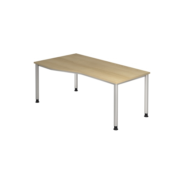 4032062164990 - Schreibtisch VHS18 E S manuell höhenverstellbar 68-81cm (H) 180x100cm (BxT) Freiform eiche   silber 4032062164990 Hammerbac