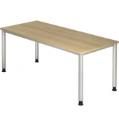 Schreibtisch, manuell höhenverstellbar, 68,5-81cm (H), 180x80cm (BxT), rechteckig, eiche / silber