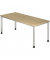 Schreibtisch, manuell höhenverstellbar, 68,5-81cm (H), 180x80cm (BxT), rechteckig, eiche / silber