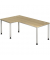 Schreibtisch, manuell höhenverstellbar, 68-76cm (H), 200x120cm (BxT), L-Form, eiche / silber