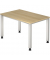 Schreibtisch Q-Serie, manuell höhenverstellbar, 68,5-81cm (H), 120x80cm (BxT), rechteckig, eiche / silber