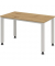 Schreibtisch Q-Serie mini, manuell höhenverstellbar, 68,5-81cm (H), 120x67,2cm (BxT), rechteckig, eiche / silber