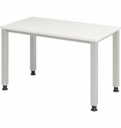 Schreibtisch Q-Serie mini, manuell höhenverstellbar, 68,5-81cm (H), 120x67,2cm (BxT), rechteckig, weiß / silber