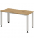 Schreibtisch Q-Serie mini, manuell höhenverstellbar, 68,5-81cm (H), 140x67,2cm (BxT), rechteckig, eiche / silber