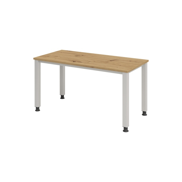 4032062188743 - Schreibtisch Q-Serie mini VQS614 R manuell höhenverstellbar  140x672cm (BxT) rechteckig eiche   Silber 4032062188743 Hammer