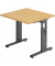 Schreibtisch O-Serie, manuell höhenverstellbar, 65-85cm (H), 80x80cm (BxT), rechteckig, buche / graphit