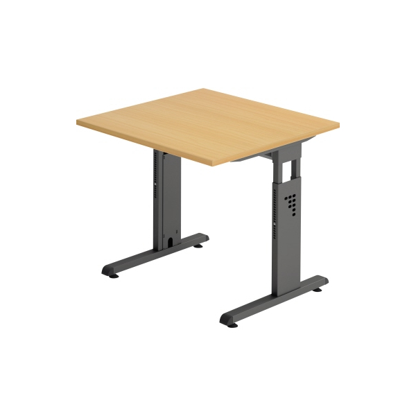 4032062190159 - Schreibtisch O-Serie VOS08 6 G manuell höhenverstellbar 65-85cm (H) 80x80cm (BxT) rechteckig buche   graphit 4032062190159 
