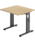 Schreibtisch O-Serie, manuell höhenverstellbar, 65-85cm (H), 80x80cm (BxT), rechteckig, eiche / graphit