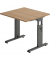 Schreibtisch O-Serie, manuell h&ouml;henverstellbar, 65-85cm (H), 80x80cm (BxT), quadratisch, nussbaum / graphit
