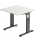 Schreibtisch O-Serie, manuell h&ouml;henverstellbar, 65-85cm (H), 80x80cm (BxT), quadratisch, wei&szlig; / graphit