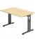Schreibtisch O-Serie, manuell h&ouml;henverstellbar, 65-85cm (H), 120x80cm (BxT), rechteckig, ahorn / graphit