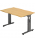 Schreibtisch O-Serie, manuell höhenverstellbar, 65-85cm (H), 120x80cm (BxT), rechteckig, buche / graphit