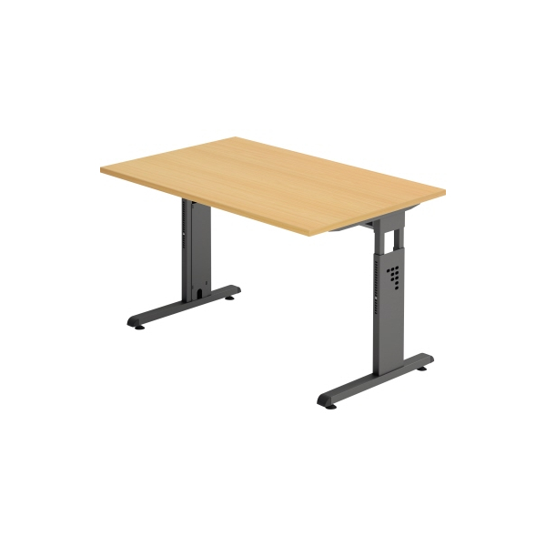 4032062190210 - Schreibtisch O-Serie VOS12 6 G manuell höhenverstellbar 65-85cm (H) 120x80cm (BxT) rechteckig buche   graphit 4032062190210