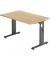 Schreibtisch O-Serie, manuell höhenverstellbar, 65-85cm (H), 120x80cm (BxT), rechteckig, eiche / graphit