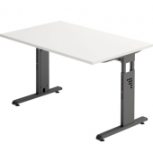 Schreibtisch O-Serie, manuell höhenverstellbar, 65-85cm (H), 120x80cm (BxT), rechteckig, weiß / graphit