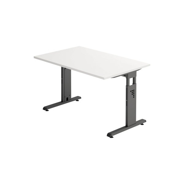 4032062190258 - Schreibtisch O-Serie VOS12 W G manuell höhenverstellbar 65-85cm (H) 120x80cm (BxT) rechteckig weiß   graphit 4032062190258 