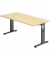 Schreibtisch O-Serie, manuell höhenverstellbar, 65-85cm (H), 160x80cm (BxT), rechteckig, ahorn / graphit