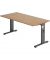 Schreibtisch O-Serie, manuell höhenverstellbar, 65-85cm (H), 160x80cm (BxT), rechteckig, nussbaum / graphit