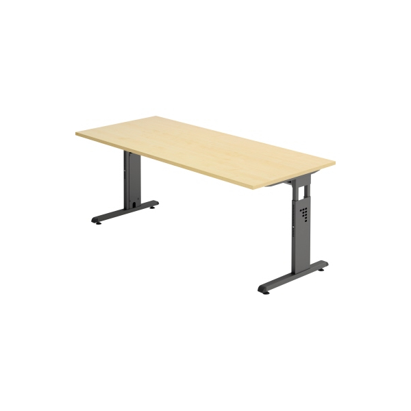 4032062190357 - Schreibtisch O-Serie VOS19 3 G manuell höhenverstellbar 65-85cm (H) 180x80cm (BxT) rechteckig ahorn   graphit 4032062190357